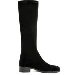 Black Stretch suede Leather Knee High Boots